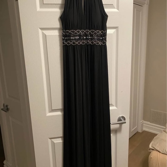 R&M Richards Womens Long Beaded Waist Gown Prom Dress Black Size 6 - Picture 4 of 7